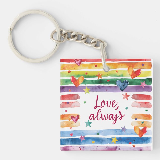 Love Always Rainbow Sticker, Watercolor Heart (Framsidan)