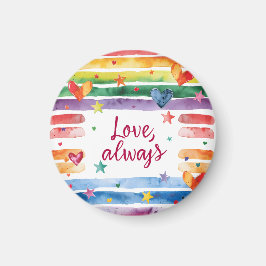 Love Always Rainbow Sticker, Watercolor Heart Magnet