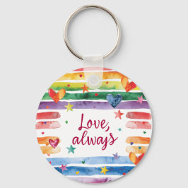 Love Always Rainbow Sticker, Watercolor Heart Nyckelring