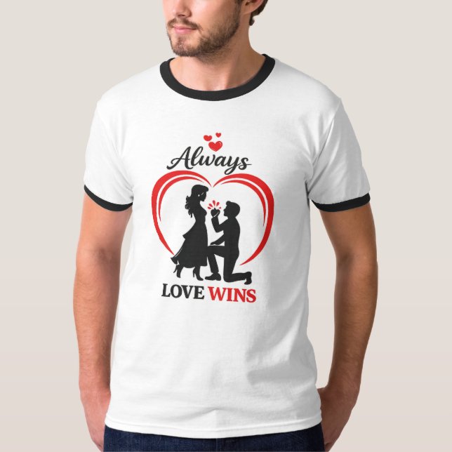 Love Always Wins Retro Ringer T Shirt (Framsida)
