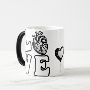 LOVE Anatomiskt Människohjärta Magisk Mugg