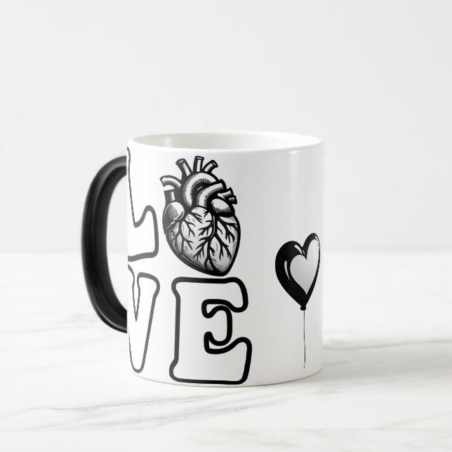LOVE Anatomiskt Människohjärta  Magisk Mugg (Framsida vänster)