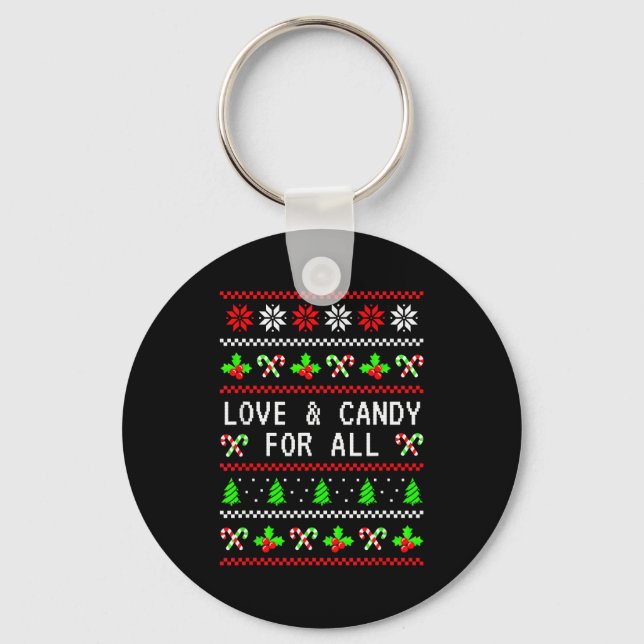 Love And Candy Christmas Candy Cane Ugly Christmas Nyckelring (Framsida)