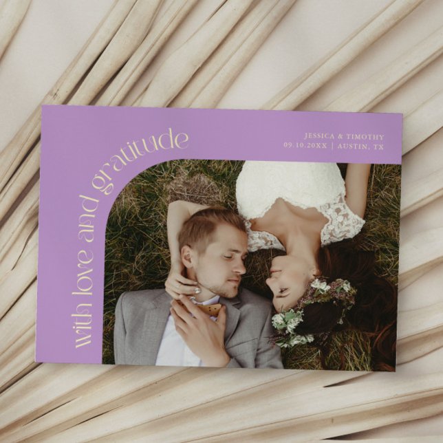 Love and Gratitude Wisteria Wedding Photo Tack Kort (Skapare uppladdad)