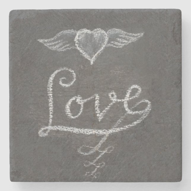Love and Heart in Chalk Chalkboard Stenunderlägg (Framsidan)