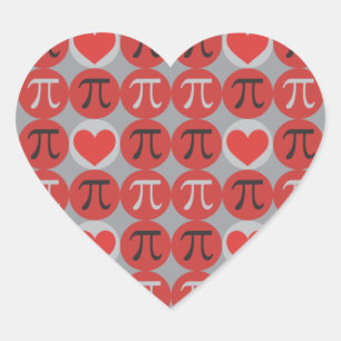 Love and Hearts Pi © - Söta Pi-dagspresentklisterm Hjärtformat Klistermärke