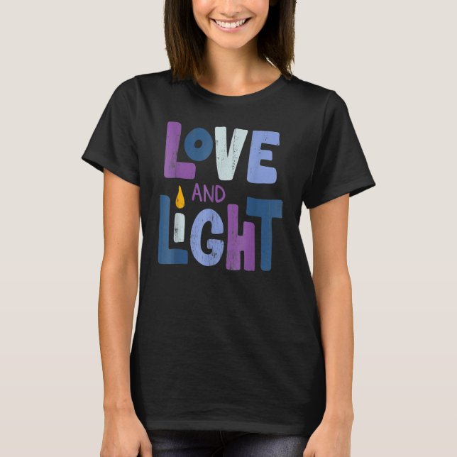 Love And Light Hanukkah Menorah Jewish Chanukah PJ T Shirt (Framsida)
