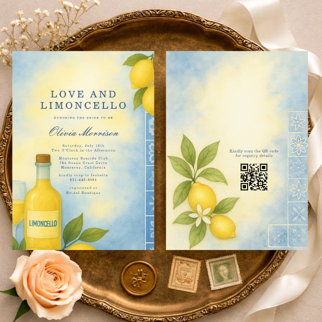Love and Limoncello Italian QR Code Bridal Shower Inbjudningar (Skapare uppladdad)