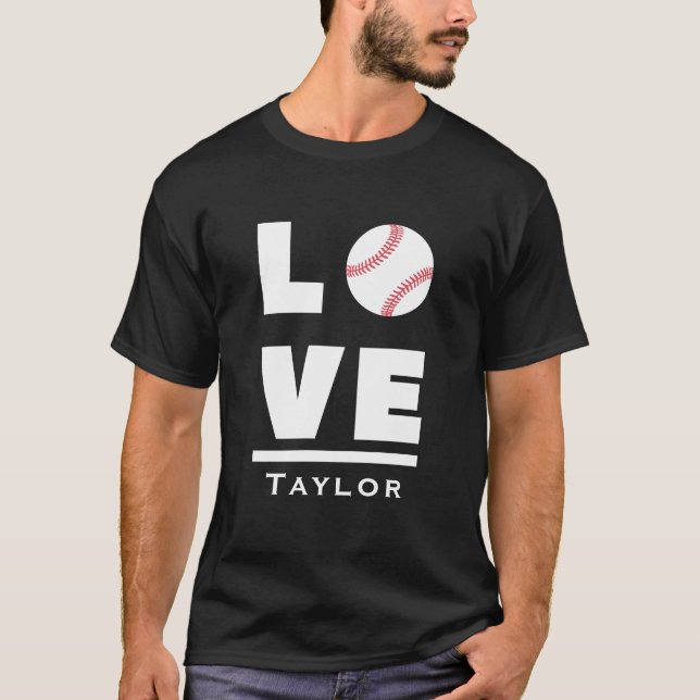 Love And Live Baseball Sports Fan Custom Name T Shirt (Framsida)
