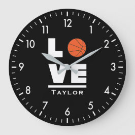Love And Live Basketball Sports Fan Custom Name Stor Klocka