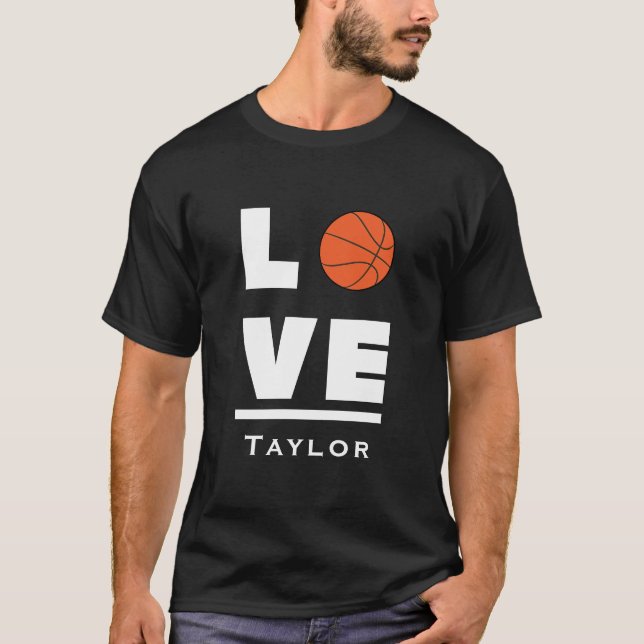 Love And Live Basketball Sports Fan Custom Name T Shirt (Framsida)