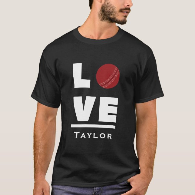 Love And Live Cricket Sports Fan Custom Name T Shirt (Framsida)
