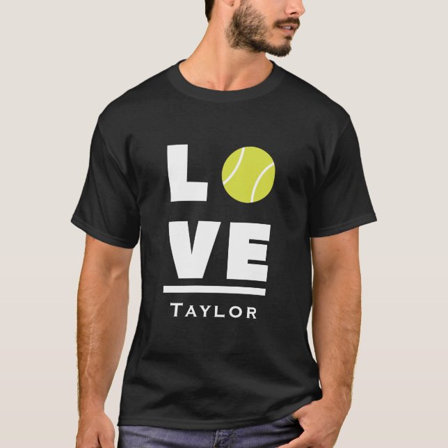 Love And Live Tennis Sports Fan Custom Name T Shirt (Framsida)