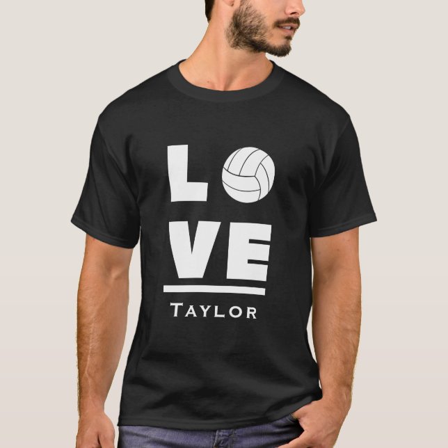 Love And Live Volleyball Sports Fan Custom Name T Shirt (Framsida)