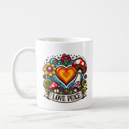 Love and Peace Heart – Inspirational Kaffemugg