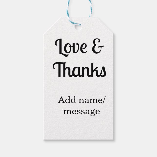 Love and thanks business name text message presentetikett (Framsidan)