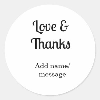 Love and thanks business name text message runt klistermärke