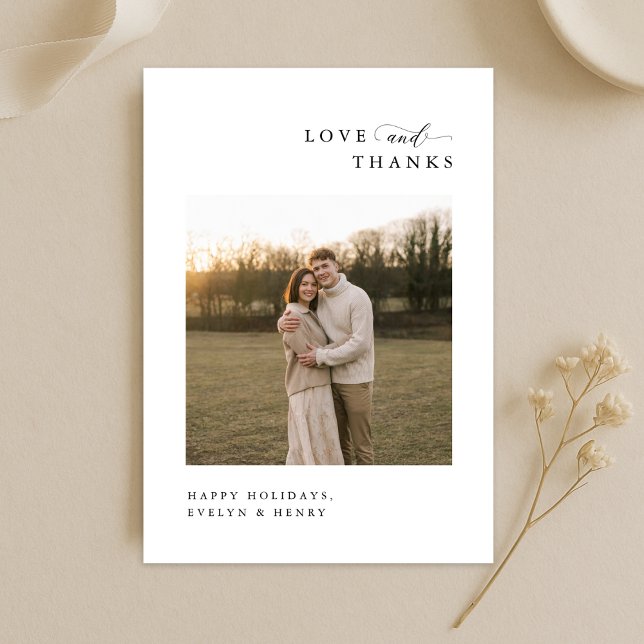 Love and Thanks | Newlywed Christmas Boho Photo Tack Kort (Skapare uppladdad)