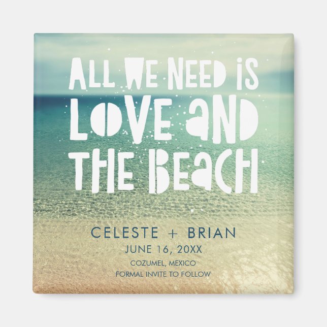 Love and the Beach Wedding Save the Date Magnet (Framsidan)