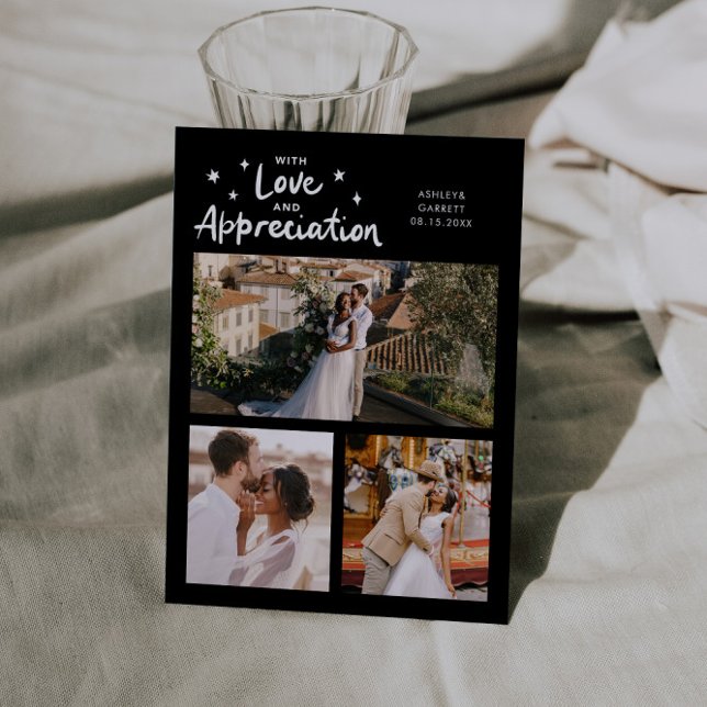 Love Appreciation Wedding Multi Photo Black Tack Kort (Skapare uppladdad)