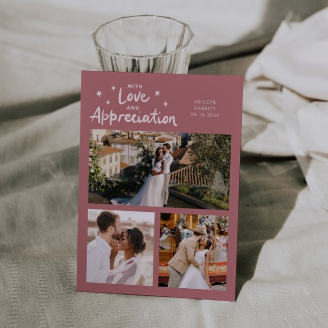 Love Appreciation Wedding Multi Photo Pink Tack Kort (Skapare uppladdad)