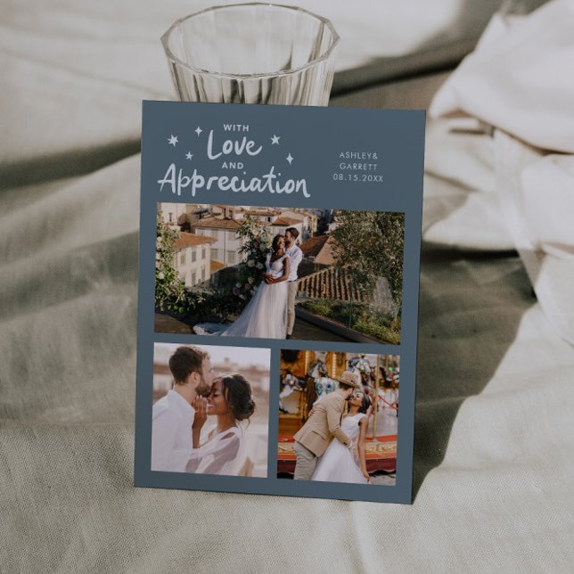 Love Appreciation Wedding Multi Photo Slate Blue Tack Kort (Skapare uppladdad)