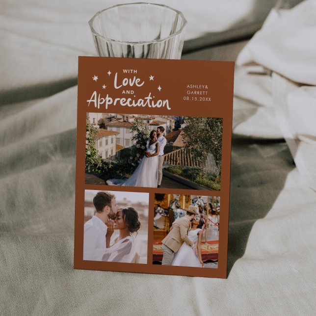 Love Appreciation Wedding Multi Photo Terracotta Tack Kort (Skapare uppladdad)