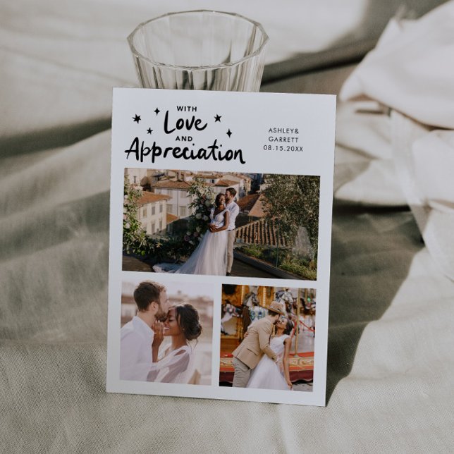 Love Appreciation Wedding Multi Photo White Tack Kort (Skapare uppladdad)