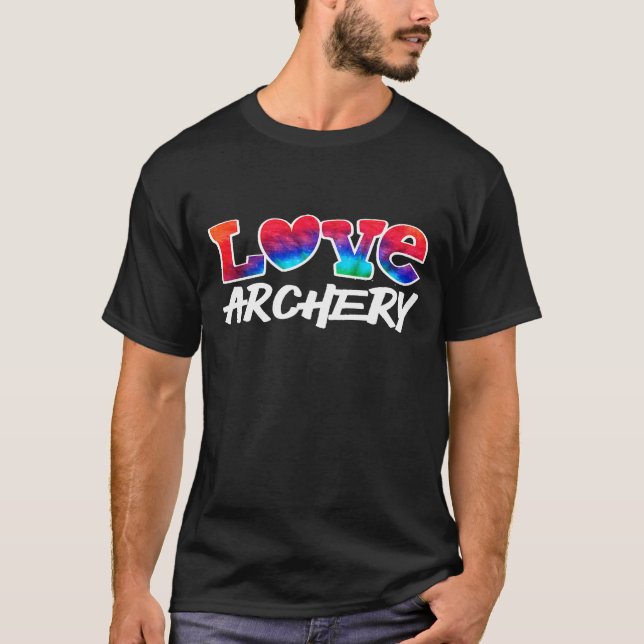 Love Archery Retro Bow Targeting T Shirt (Framsida)
