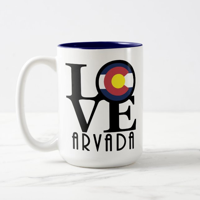 LOVE Arvada Colorado 15oz Två-Tonad Mugg (Vänster)