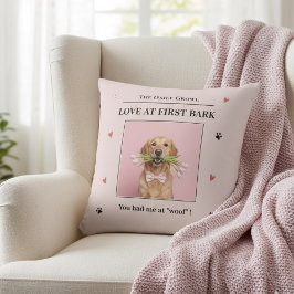 Love at First Bark Personalized Dog Custom Kudde