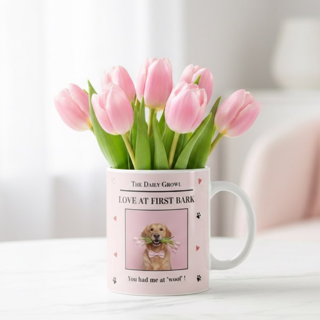 Love at First Bark Personalized Dog Custom Photo Kaffemugg (Skapare uppladdad)