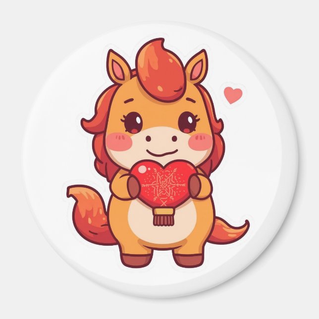 Love at First Gallop Fire Horse Valentine Chinese  Magnet (Framsidan)