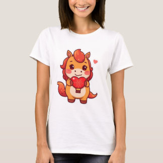 Love at First Gallop Fire Horse Valentine Chinese  T Shirt