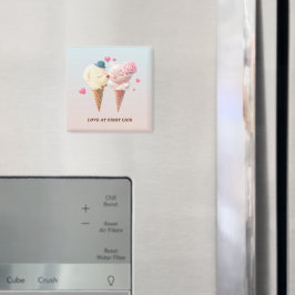 Love at First Lick: Bichon & Cat Ice Cream Art Magnet