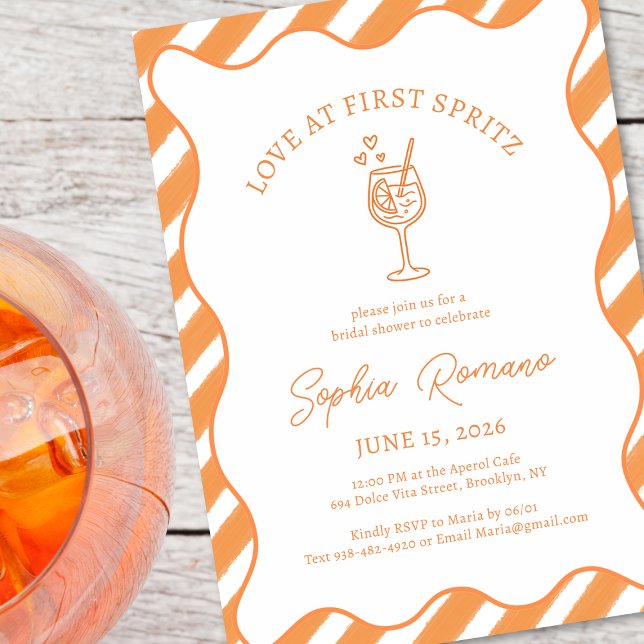 Love at First Spritz Bridal Shower Italian Aperol  Inbjudningar (Skapare uppladdad)