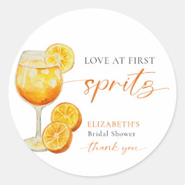 Love at First Spritz Bröllopsfest välkomst Anpassa Runt Klistermärke