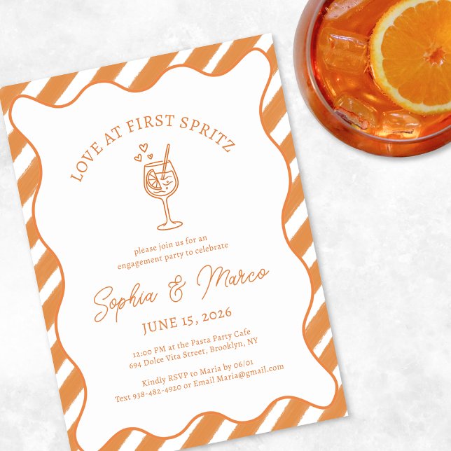 Love at First Spritz Engagement Party Orange Italy Inbjudningar (Skapare uppladdad)