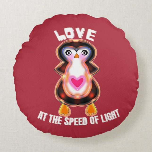Love at the Speed of Light Penguin Gift Rund Kudde (Framsidan)