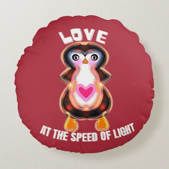 Love at the Speed of Light Penguin Gift Rund Kudde (Framsidan)