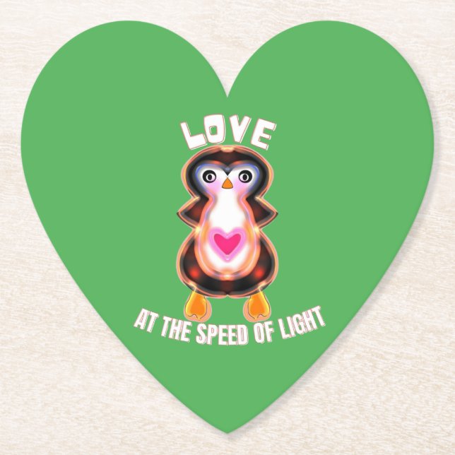 Love at the Speed of Light Penguin Gift Underlägg Papper (Framsida)