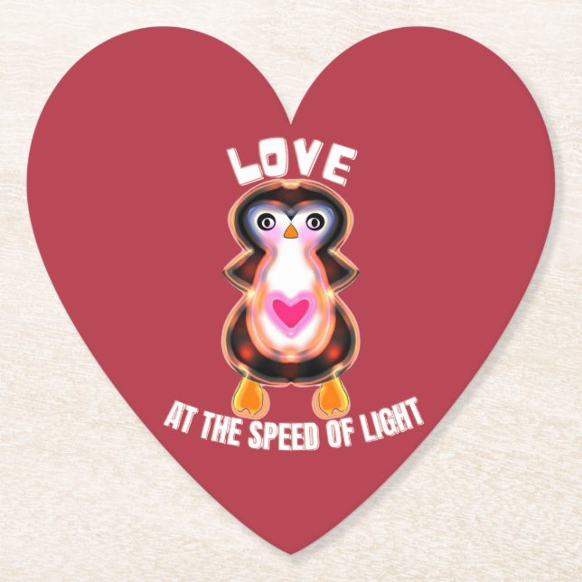 Love at the Speed of Light Penguin Gift Underlägg Papper (Framsida)