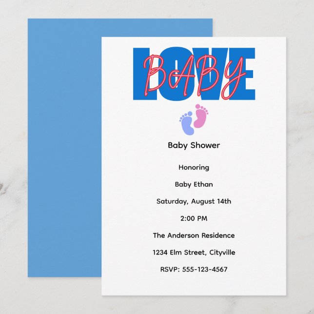 Love Baby Shower Invitation (Fram/baksida)