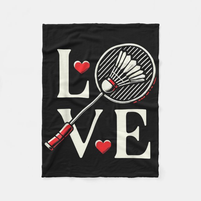 Love Badminton Player Heart Racket Shuttle  Fleecefilt (Framsidan)