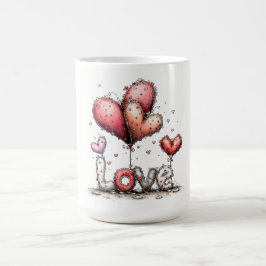 LOVE Balloons with Floral Hearts Kaffemugg