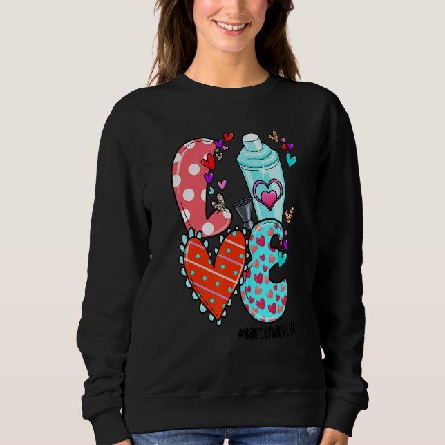 LOVE Bartender Life Leopard Heart Valentine's Day  T Shirt (Framsida)