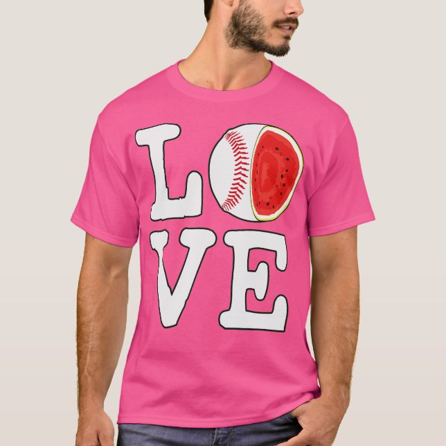 Love Baseball Watermelon T Shirt (Framsida)