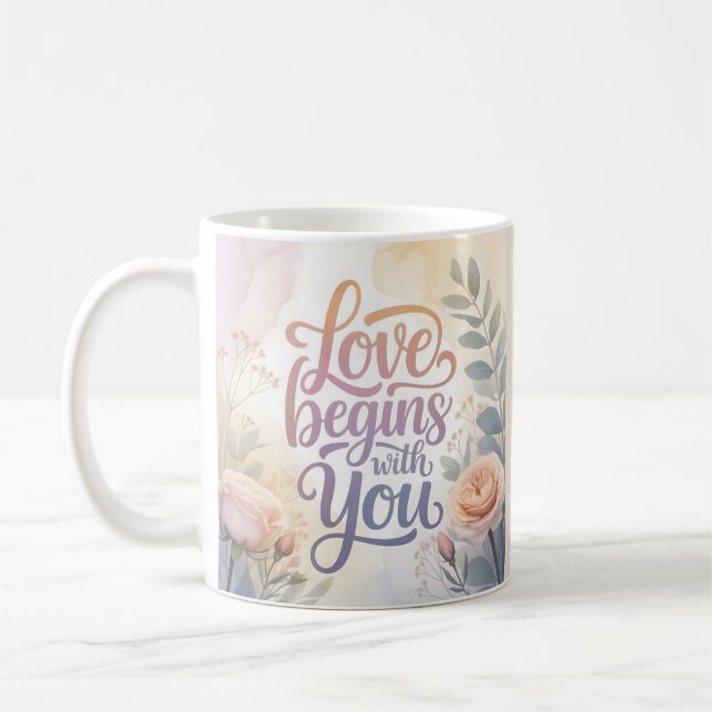 Love begins with you valentine kaffemugg (Vänster)