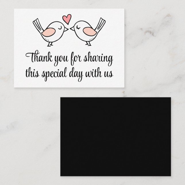Love Bird Black White Lovebird Bröllop Place Card Placeringskort (Fram/baksida)