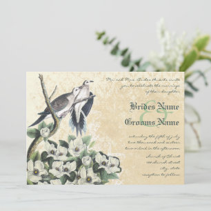 Love Bird Doves and Magnolia Wedding Investigation Inbjudningar